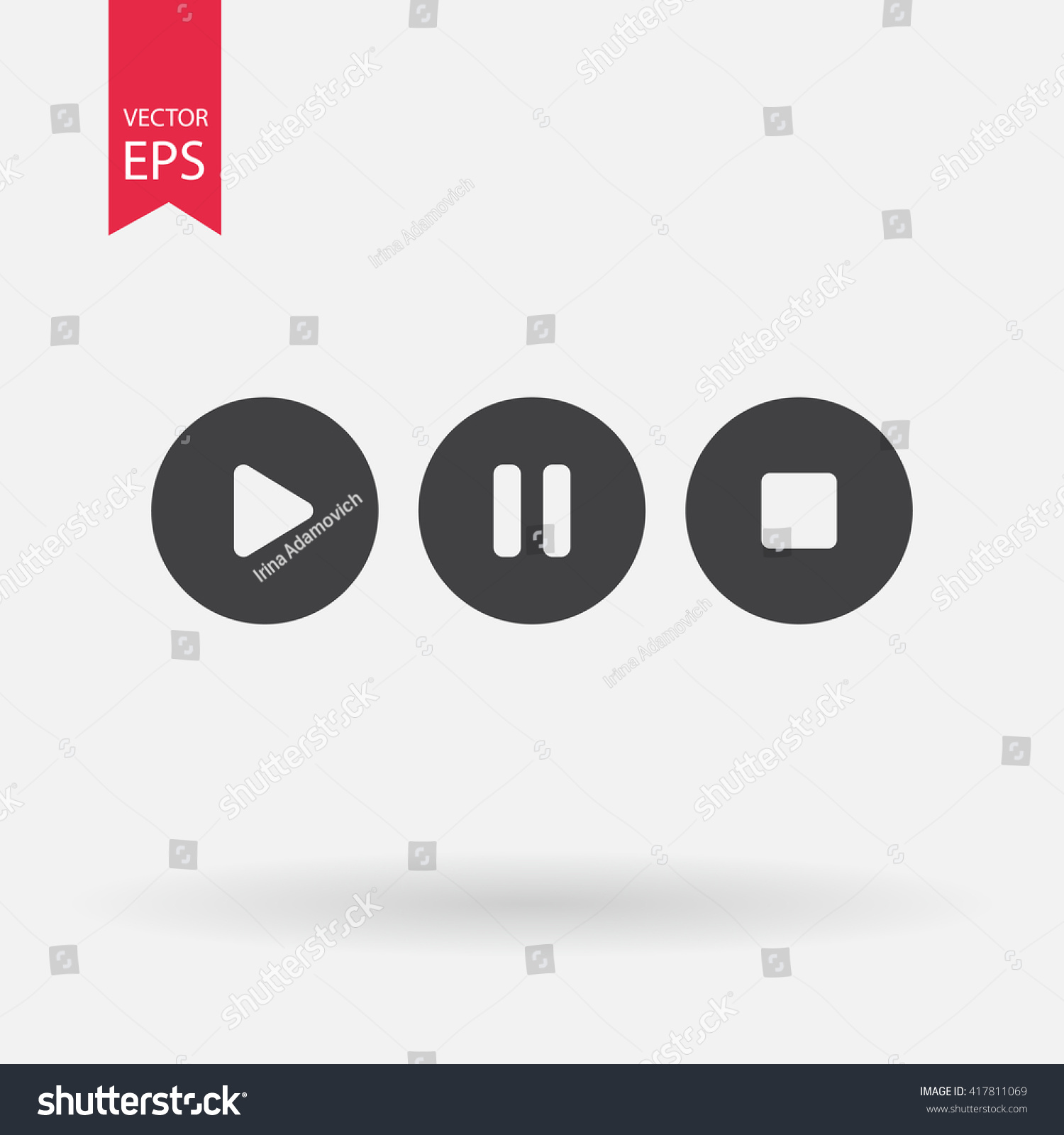 Vector Transparent Play Pause Stop Icons Stock Vector (Royalty Free ...