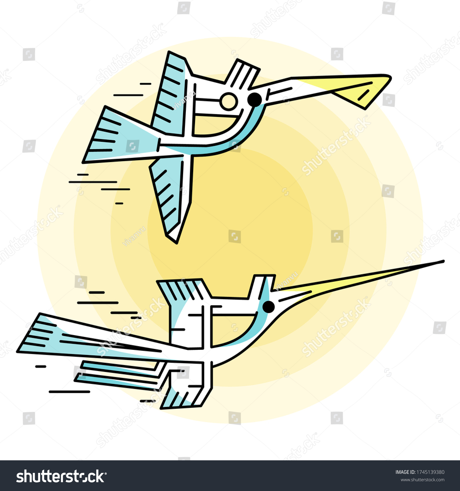 SVG of Vector of Vietnamese traditional bird icons in outline style. svg
