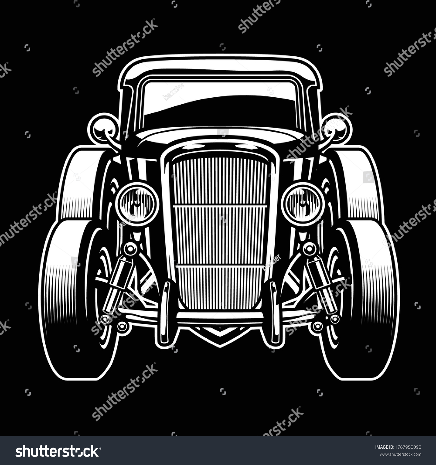 Vector Vintage Old Ancient Car Stock Vector (Royalty Free) 1767950090