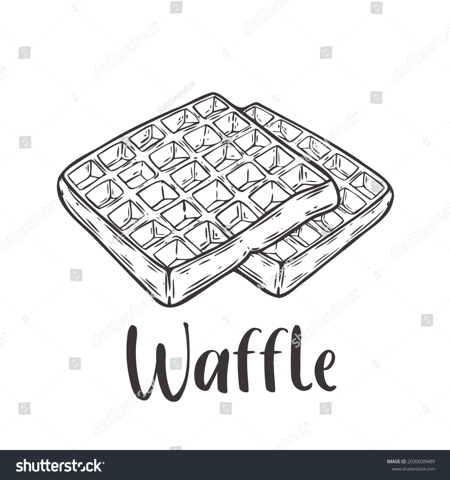 Vector Waffle Hand Drawn Sketch Style Stock Vector (royalty Free 