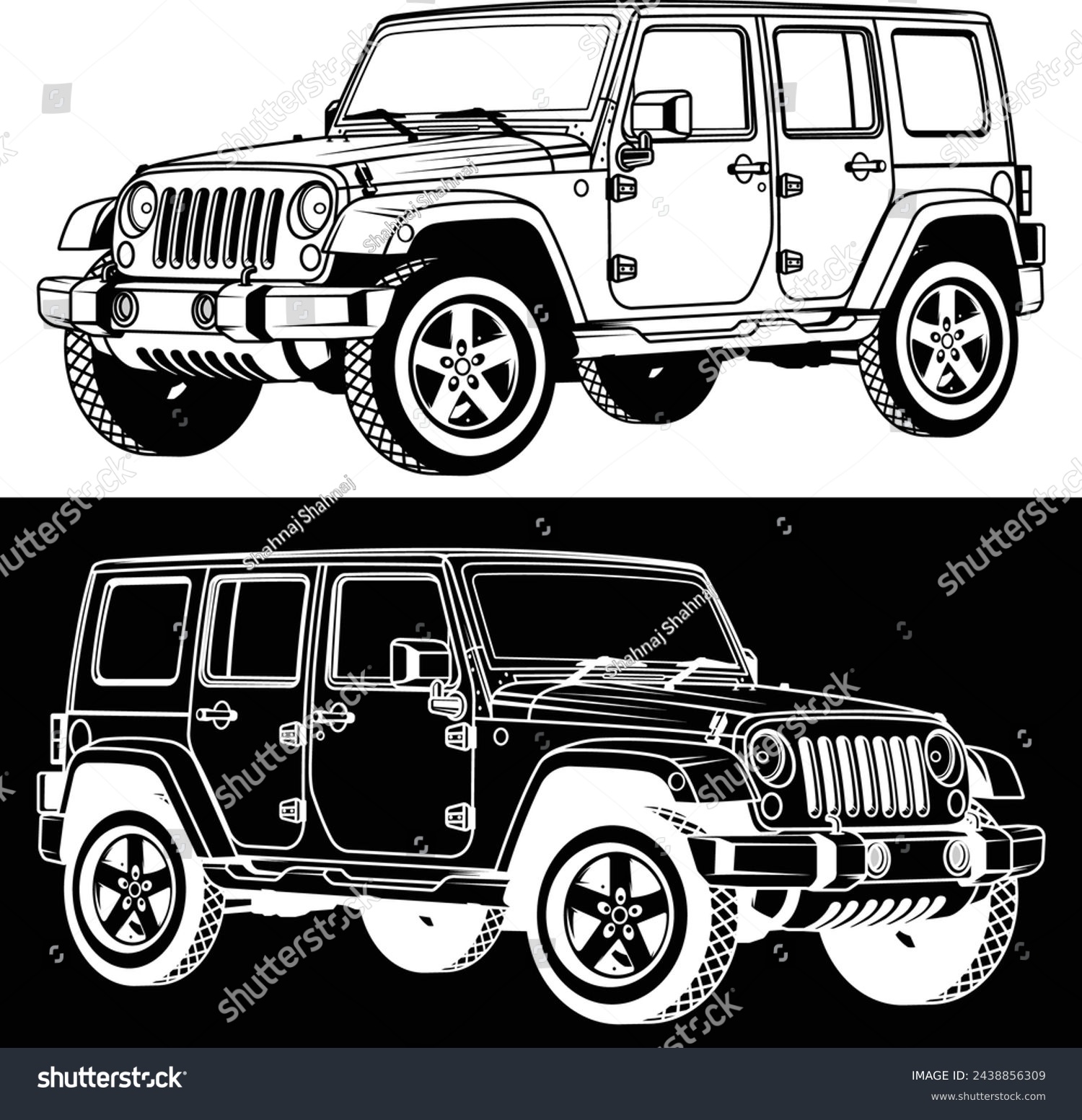 SVG of vector off road cars drawing, illustration, cars coloring book svg