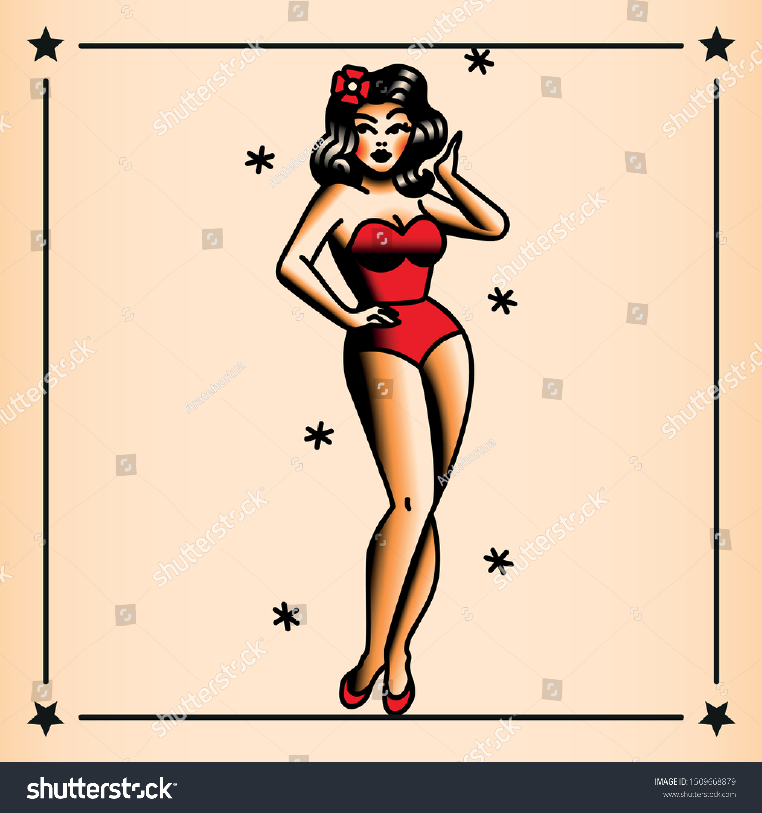 Vector Old School Style Pinup Tattoo Stock Vector Royalty Free ...