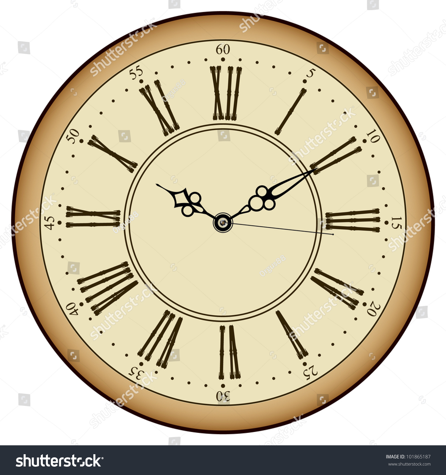 Vector Old Vintage Clock Face Stock Vector (Royalty Free) 101865187