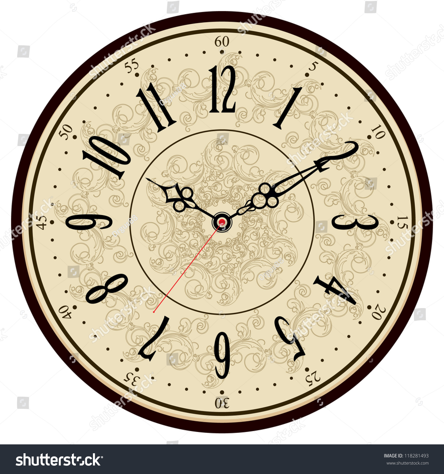 Vector Old Vintage Clock Face Stock Vector 118281493 - Shutterstock