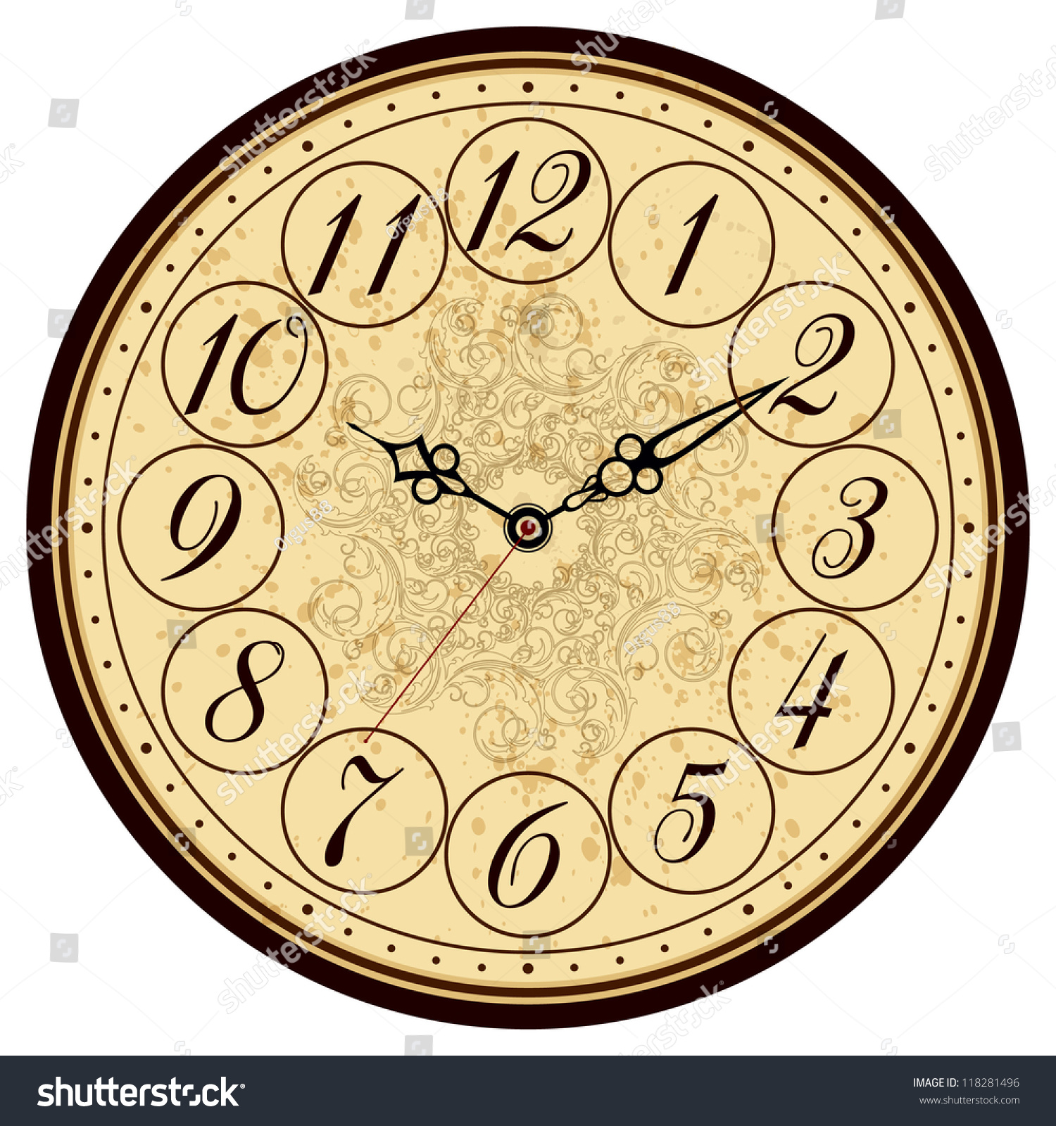 Vector Old Vintage Clock Face Stock Vector 118281496 - Shutterstock