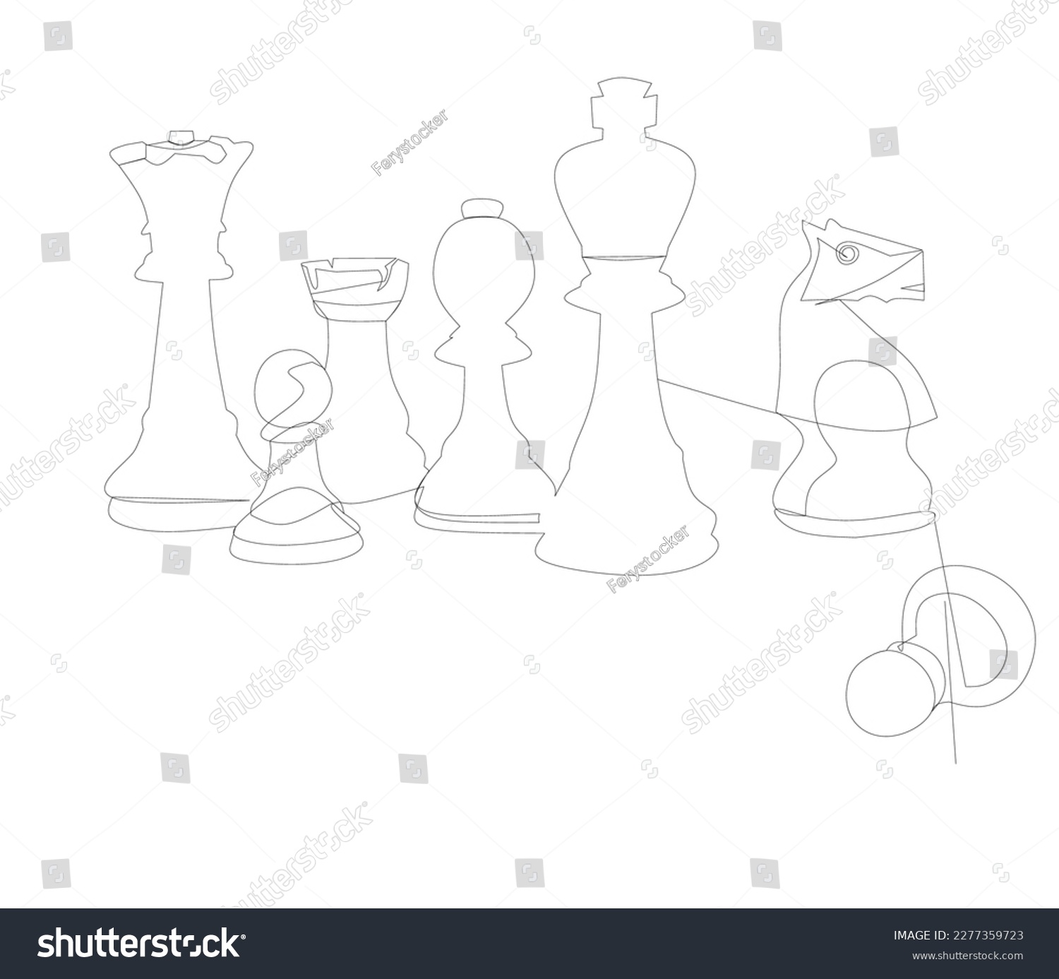 SVG of vector one line classic game of chess which is famous all over the world svg