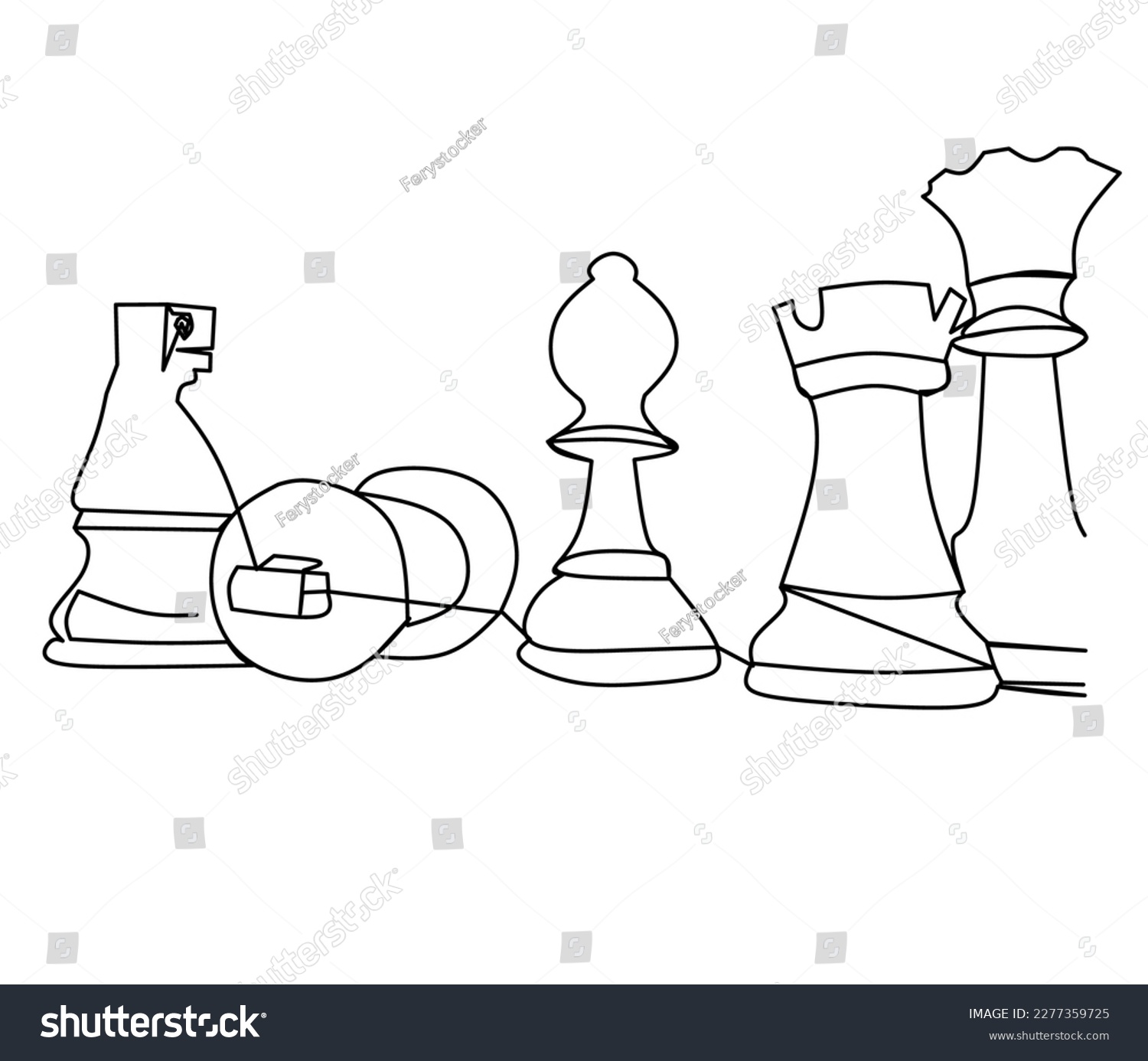SVG of vector one line classic game of chess which is famous all over the world svg