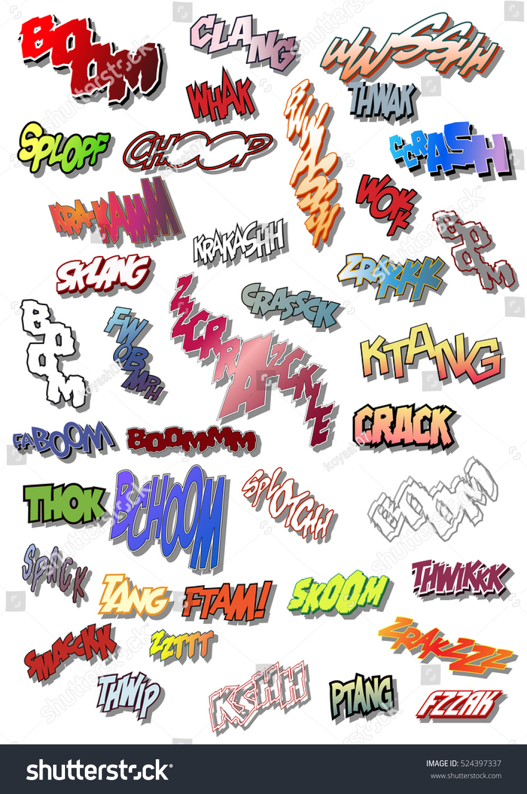 Vector Onomatopoeia Effects Comic Book Sounds Stock Vector 524397337 ...