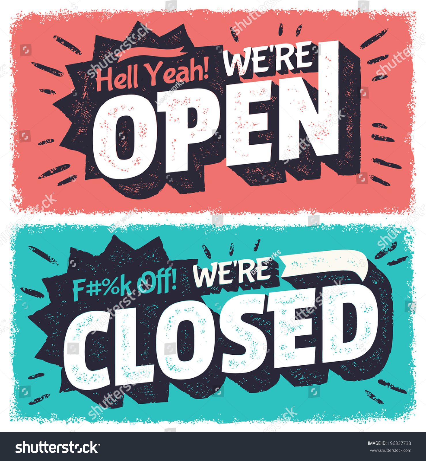 Vector Open Closed Signs Stock Vector (Royalty Free) 196337738