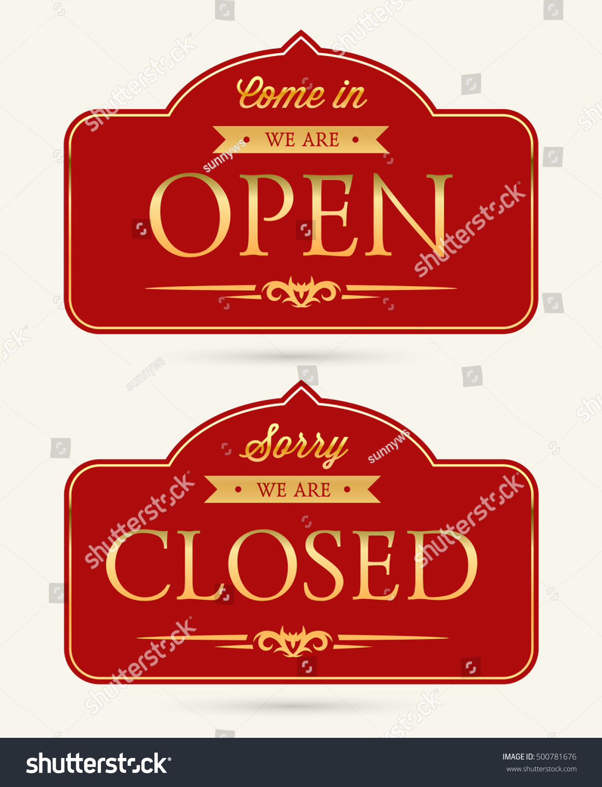 Vector Open Closed Signs Stock Vector (Royalty Free) 500781676