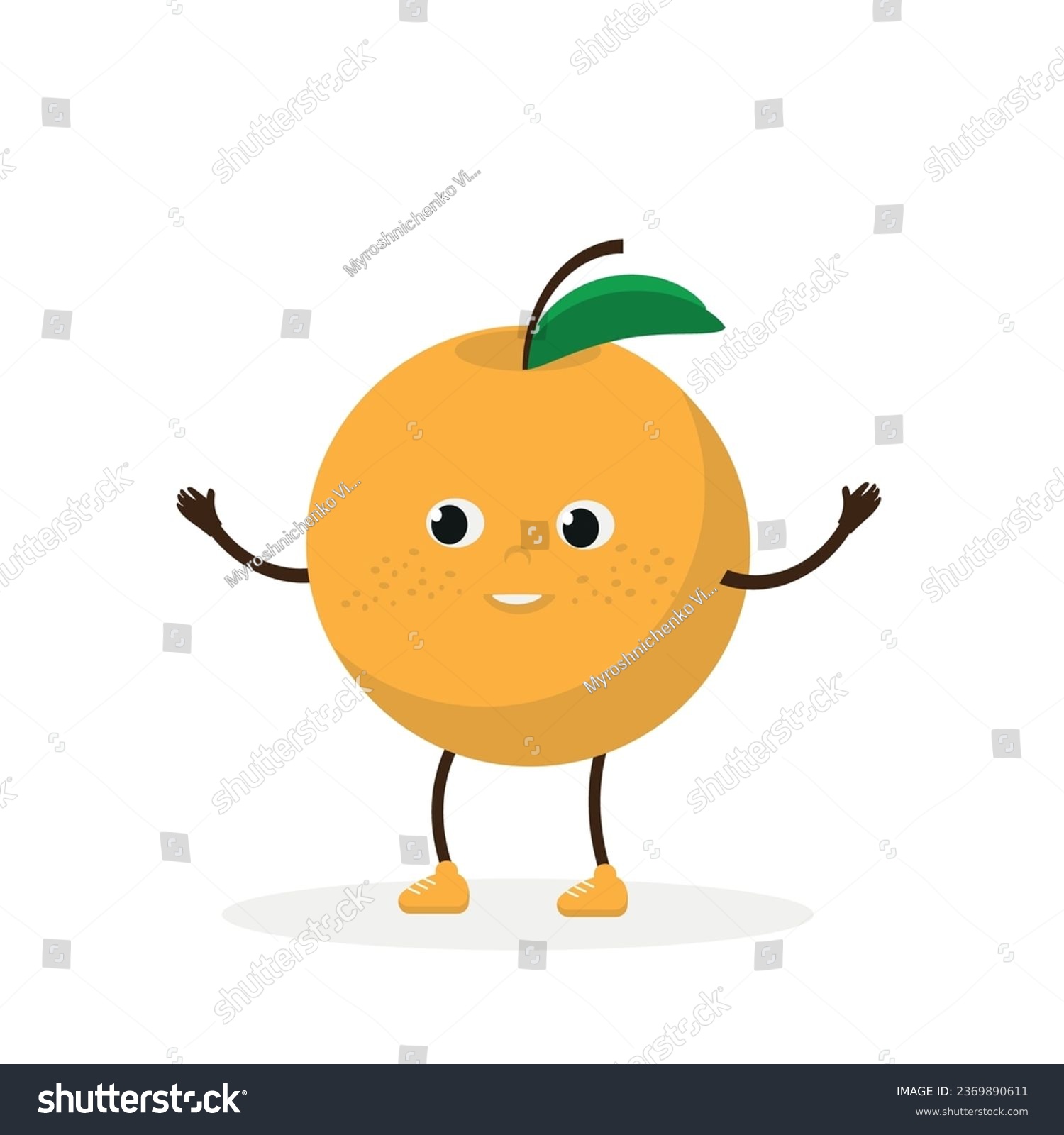 SVG of Vector orange. Cute baby character.Flat illustration. Suitable for animation, using in web, apps, books, education projects. No transparency, solid colors only. Svg, lottie without bags. svg