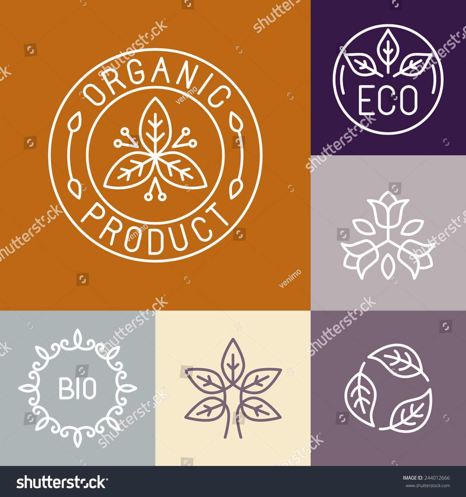 Vector Organic Product Label Outline Style Stock Vector (Royalty Free ...