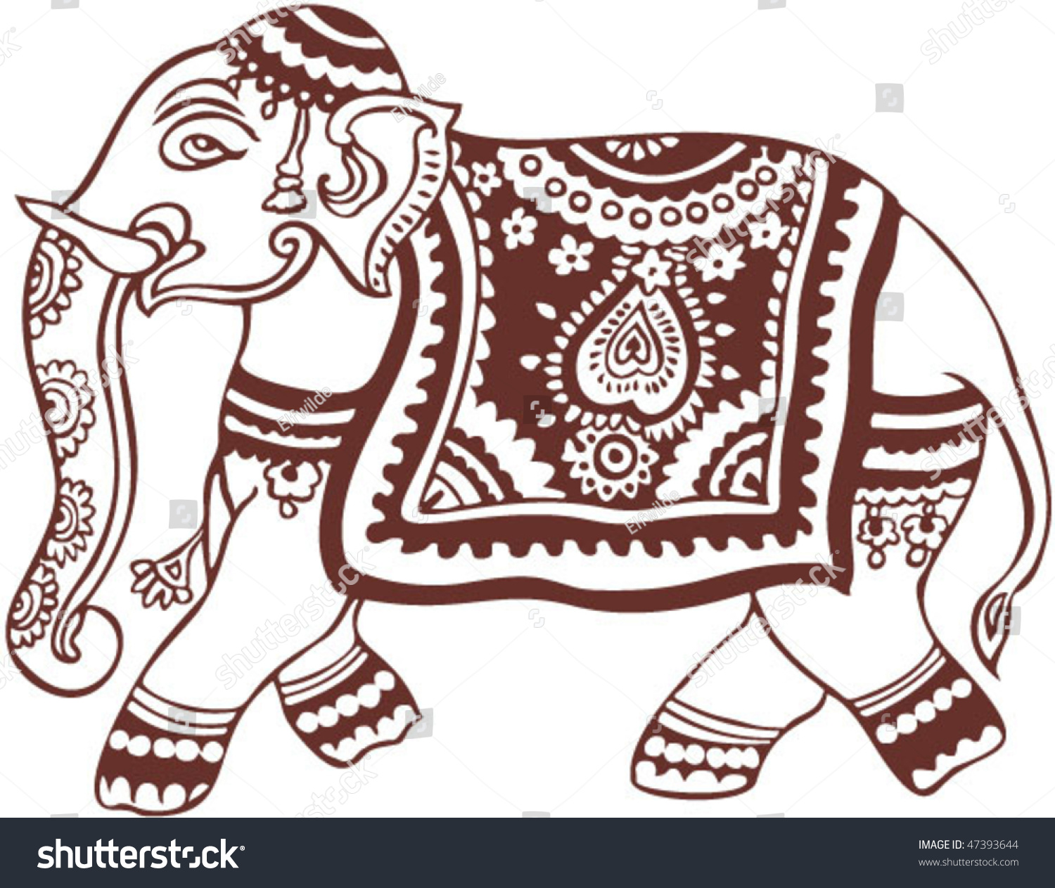 Vector Oriental Elephant Design Stock Vector (Royalty Free) 47393644 ...