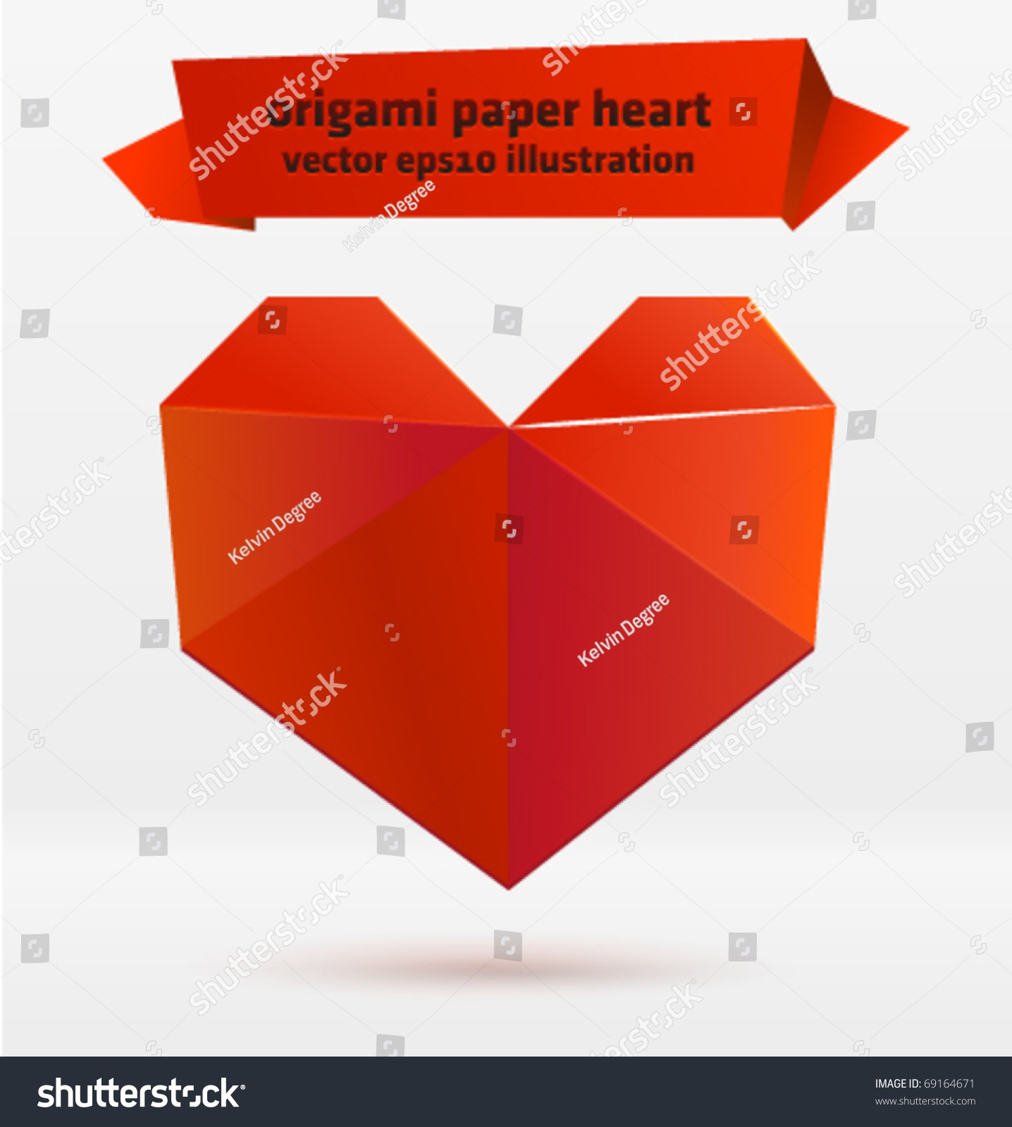 Vector origami heart.