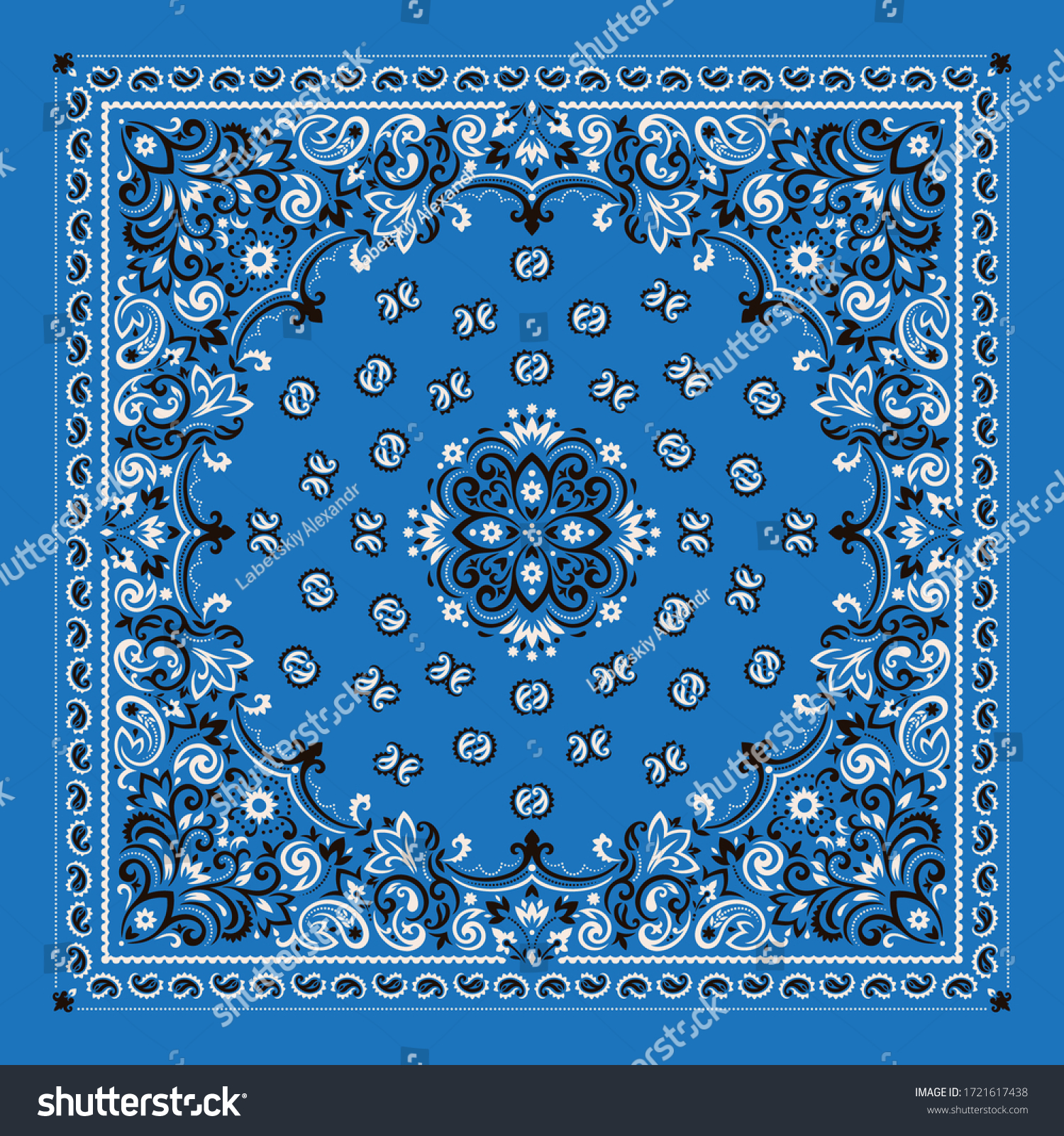 SVG of Vector ornament paisley Bandana Print. Silk neck scarf or kerchief square pattern design style, best motive for print on fabric or papper. svg