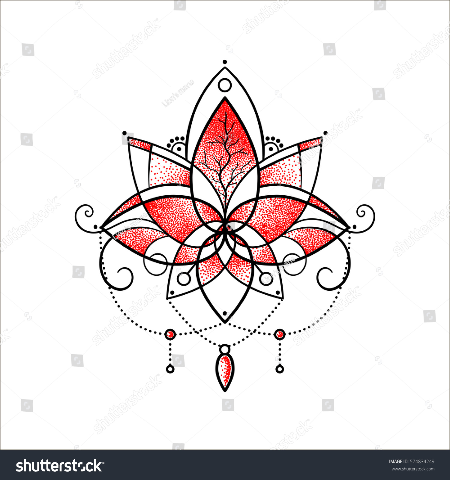 Vector Ornamental Lotus Flower Ethnic Art Stock Vector