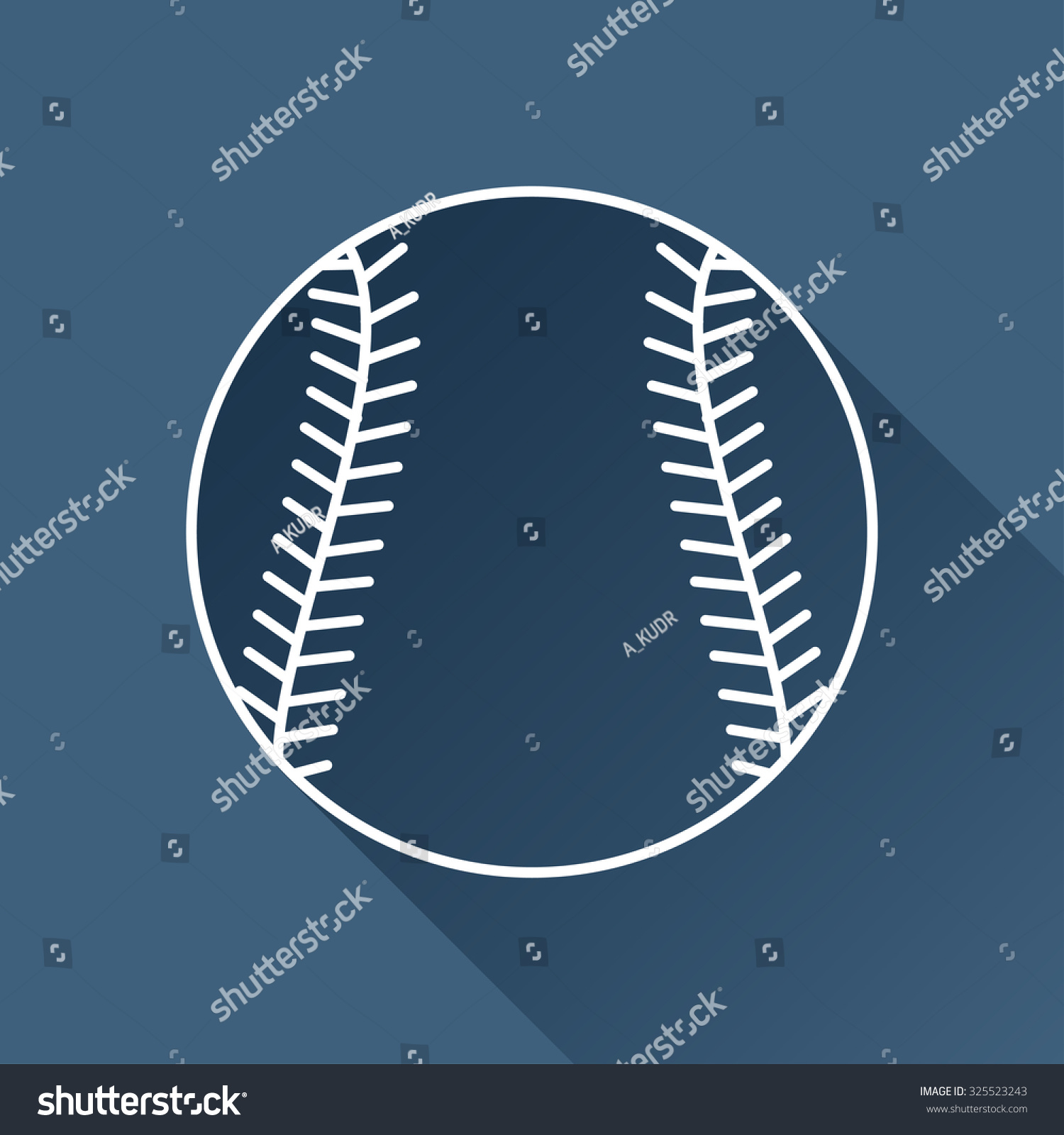 Vector Outline Baseball Icon On Dark Stock Vector 325523243 - Shutterstock