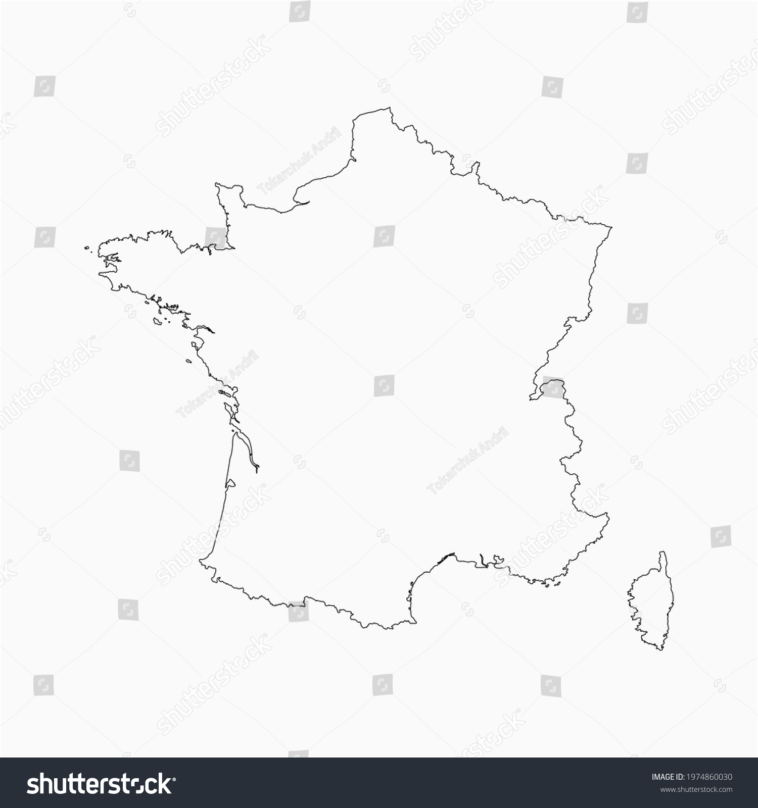 Vector Outline Border Map France Isolated Stock Vector (Royalty Free ...