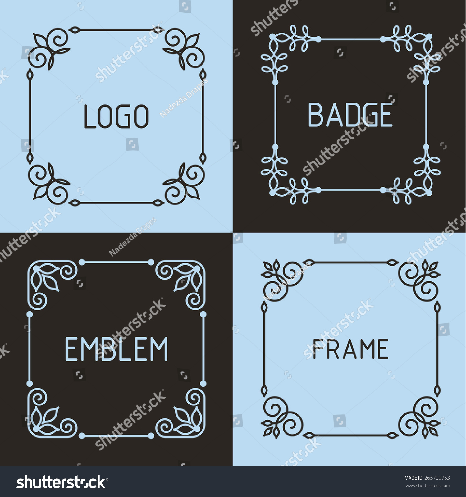 Vector Outline Frames Badges Elements Design: vector de stock (libre de ...