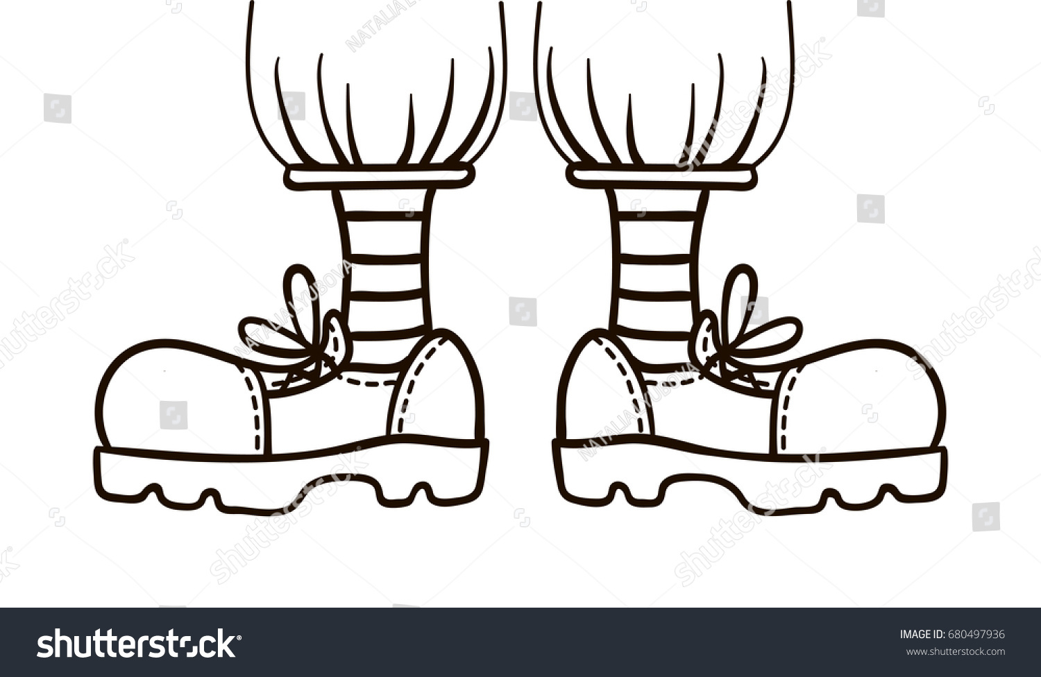 Vector Outline Illustration Clown Feet Boots vector de stock (libre de