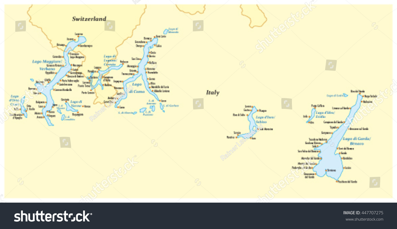 SVG of vector outline map of the northern Italian lakes svg