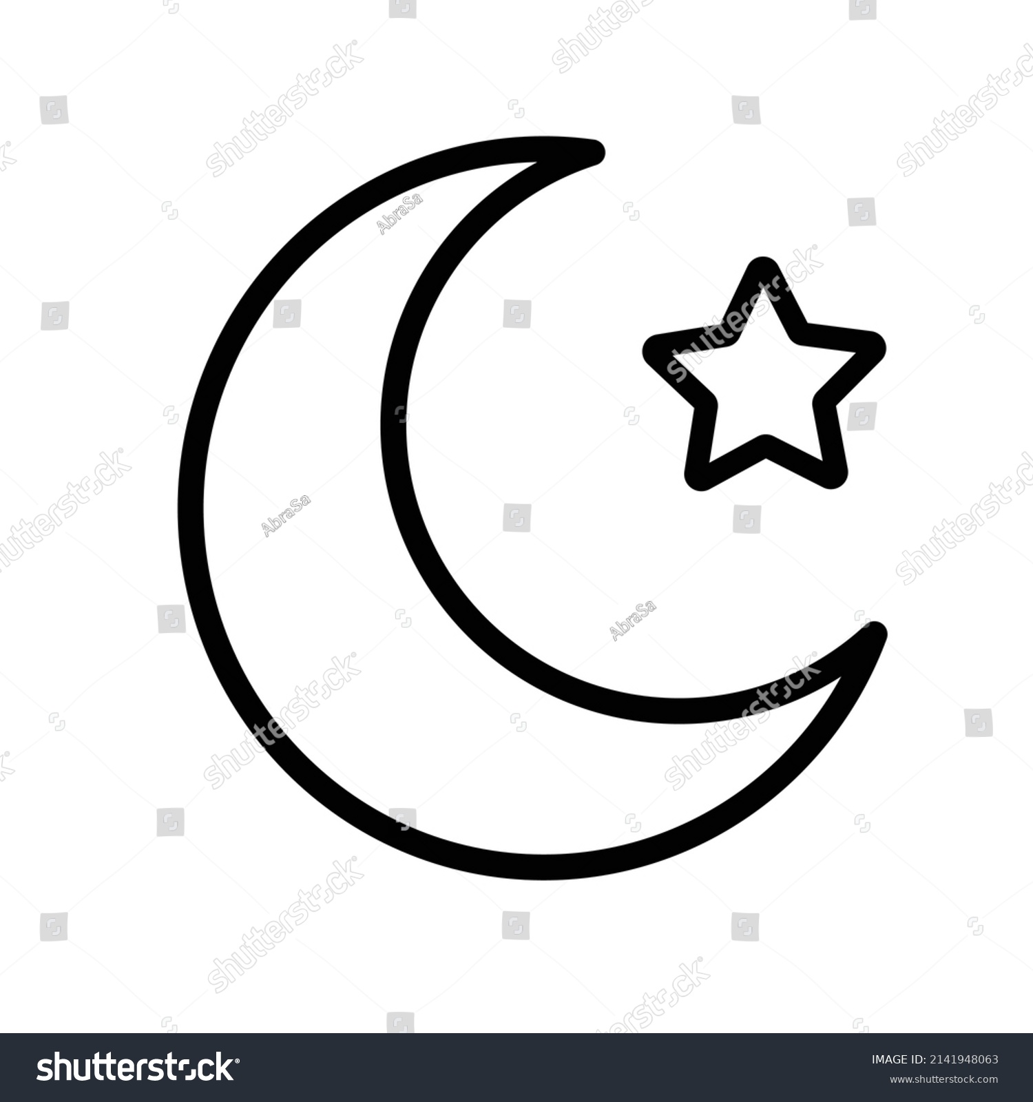 Vector Outline Moon Star Design Elements Stock Vector (Royalty Free ...