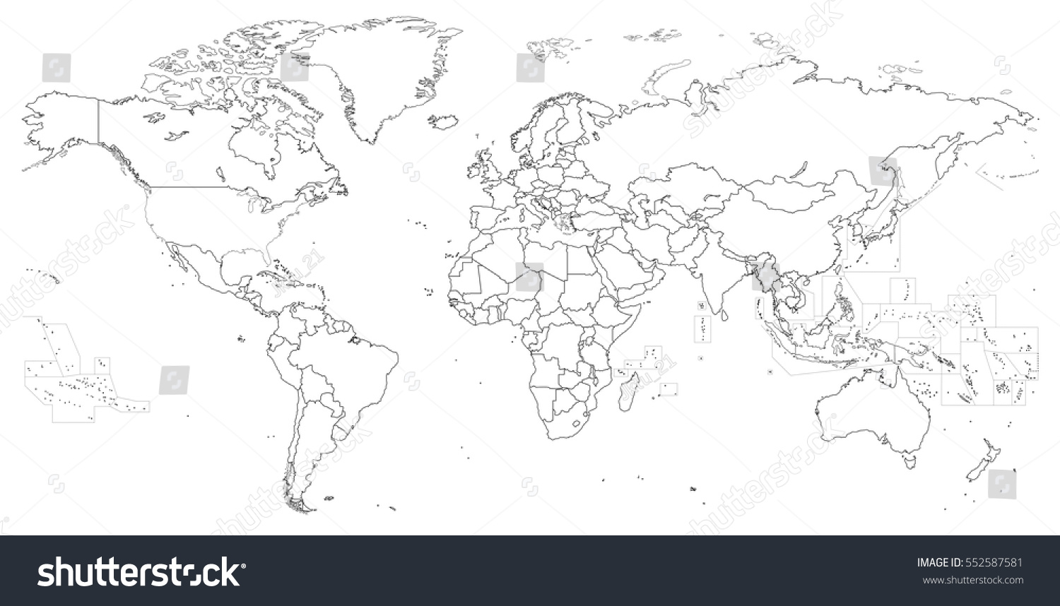 Vector Outline Political World Map Stock Vector (Royalty Free) 552587581