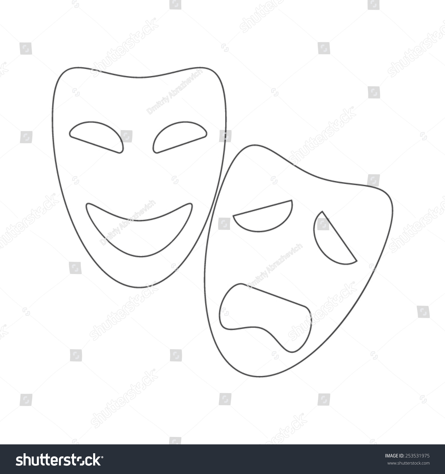 Vector Outline Sad Happy Mask Icons Stock Vector (Royalty Free) 253531975