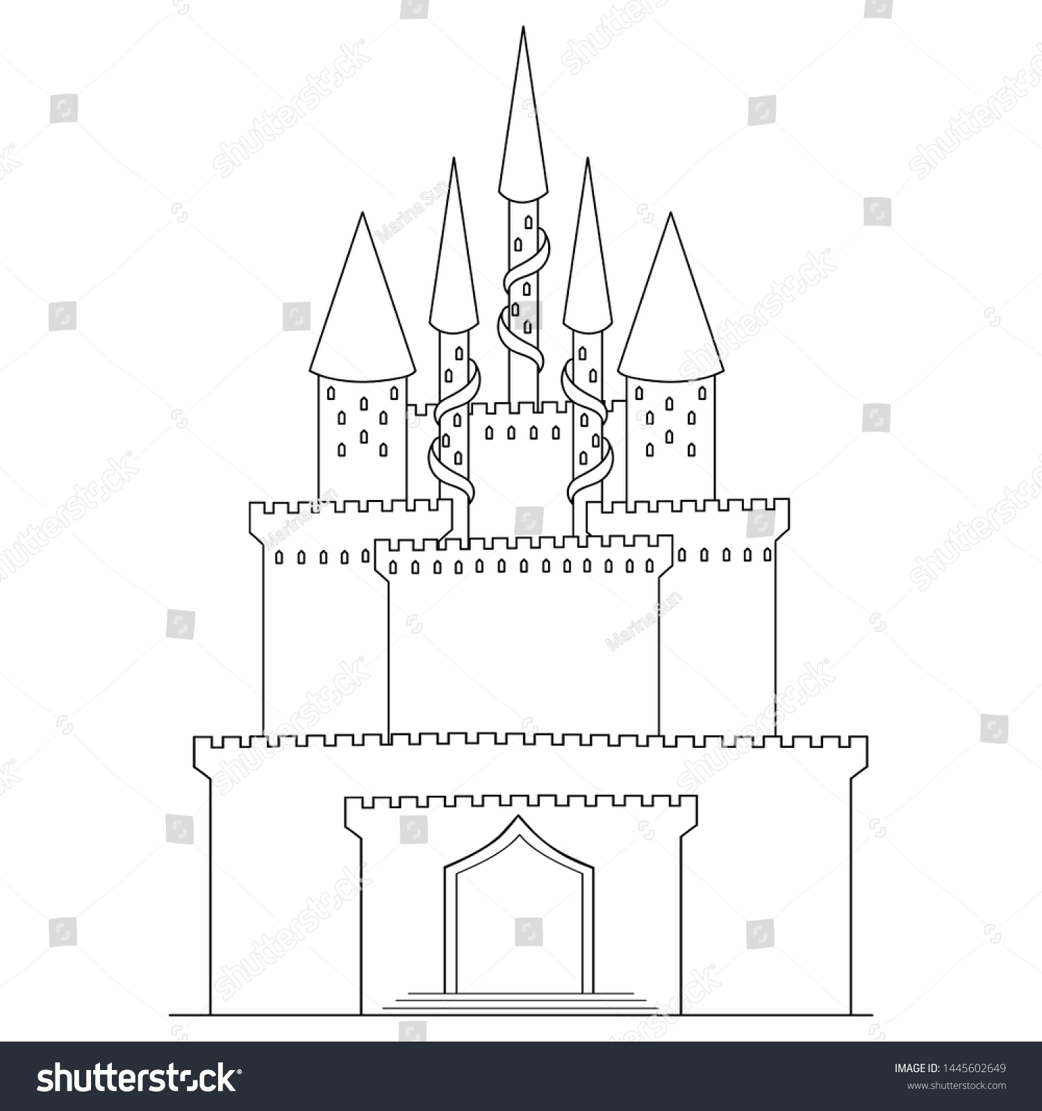 Vector Outlined Castle Isolated Illustration Stock Vector (Royalty Free ...