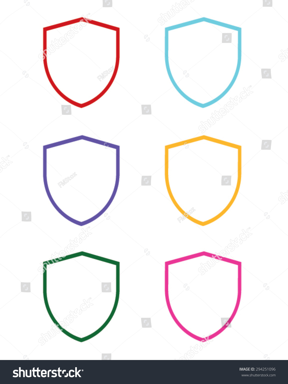 Vector Outlined Shield Frame Set Stock Vector (Royalty Free) 294251096