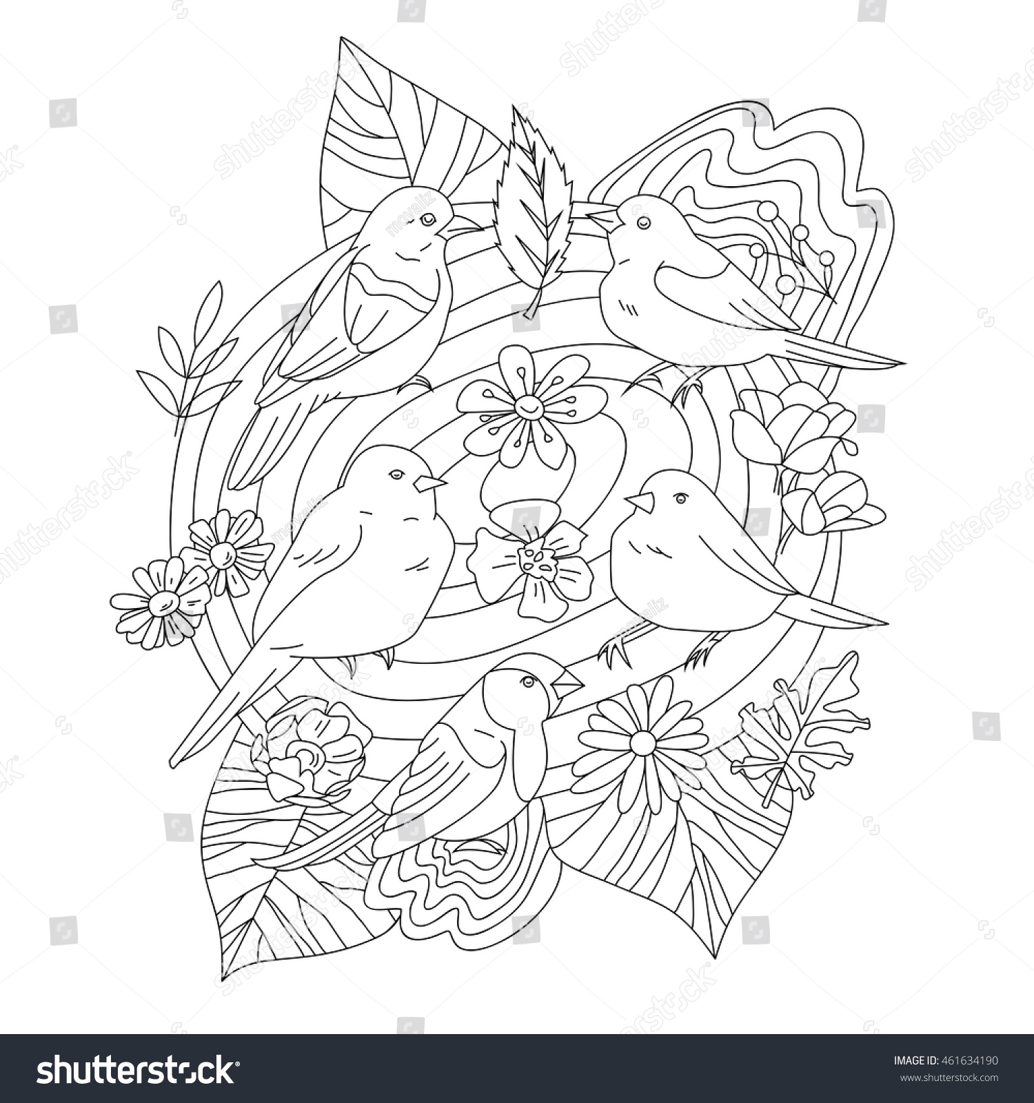 Vector Outlines Adult Coloring Book Page Stock Vector 461634190