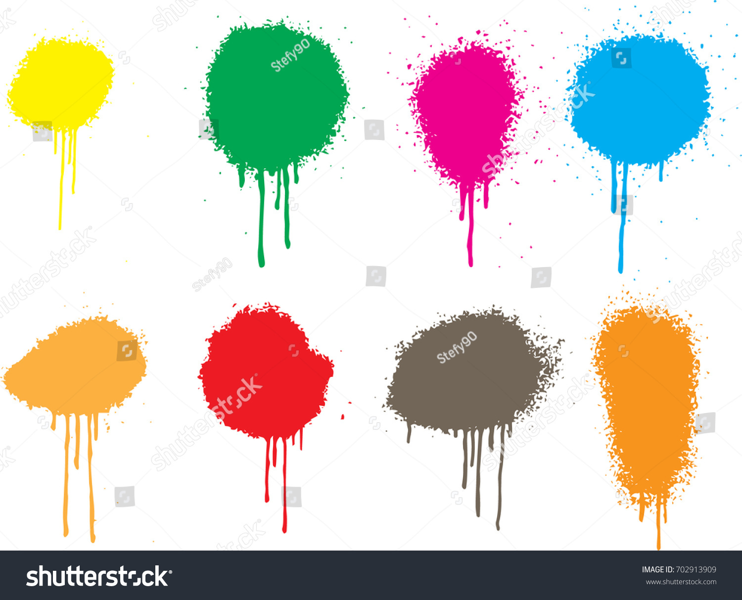 Vector Paint Splatterscolorful Splashes Set Stock Vector Royalty Free