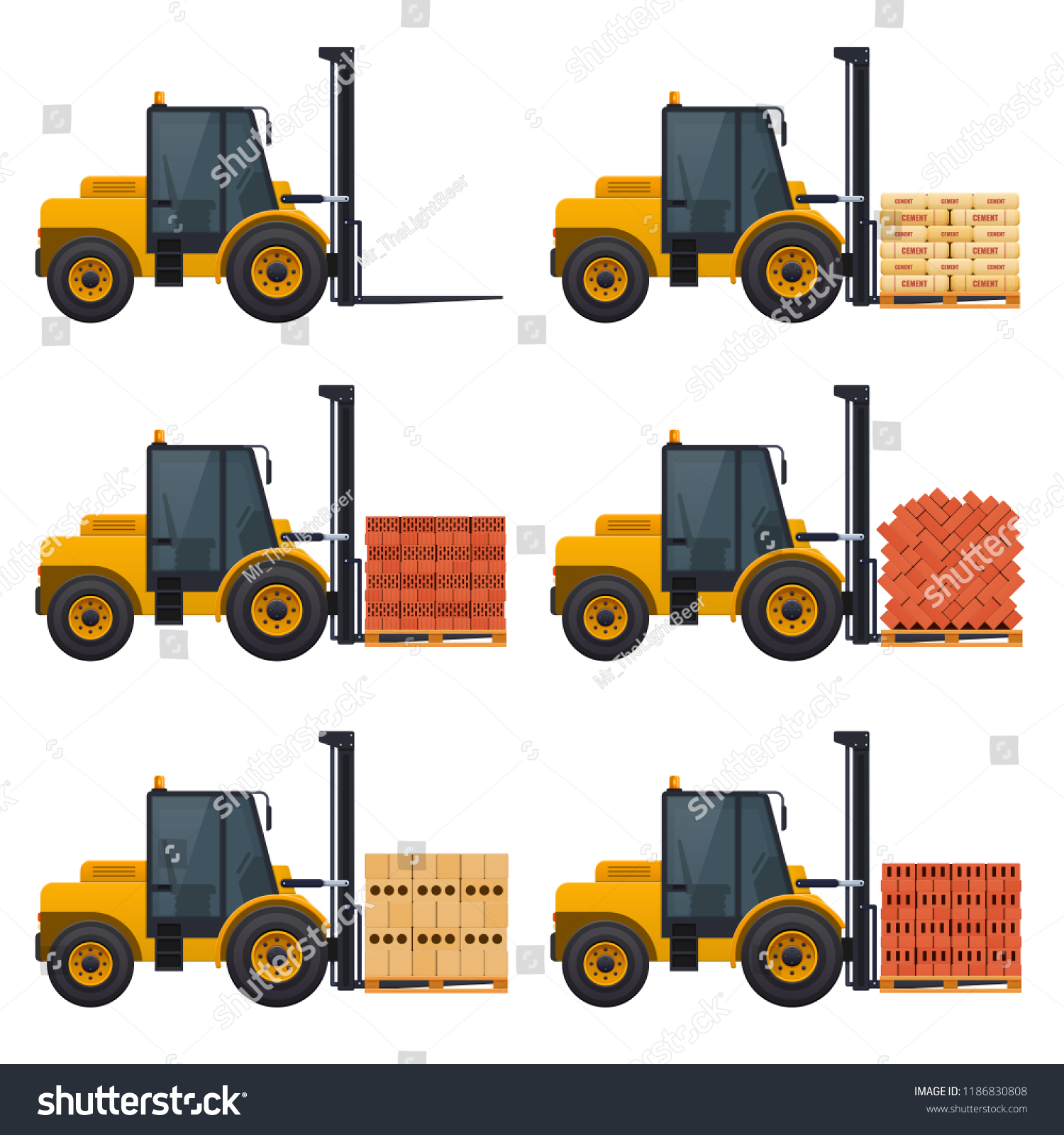 Vector Pallet Bricks Illustration Forklift Carrying Stock Vector Royalty Free 1186830808