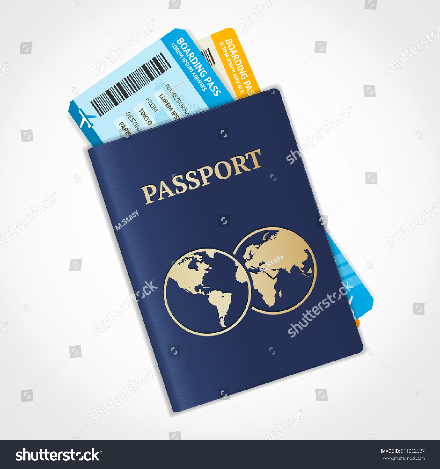 Vector Passport Tickets Air Travel Concept Stock Vector Royalty Free 511062637 Shutterstock