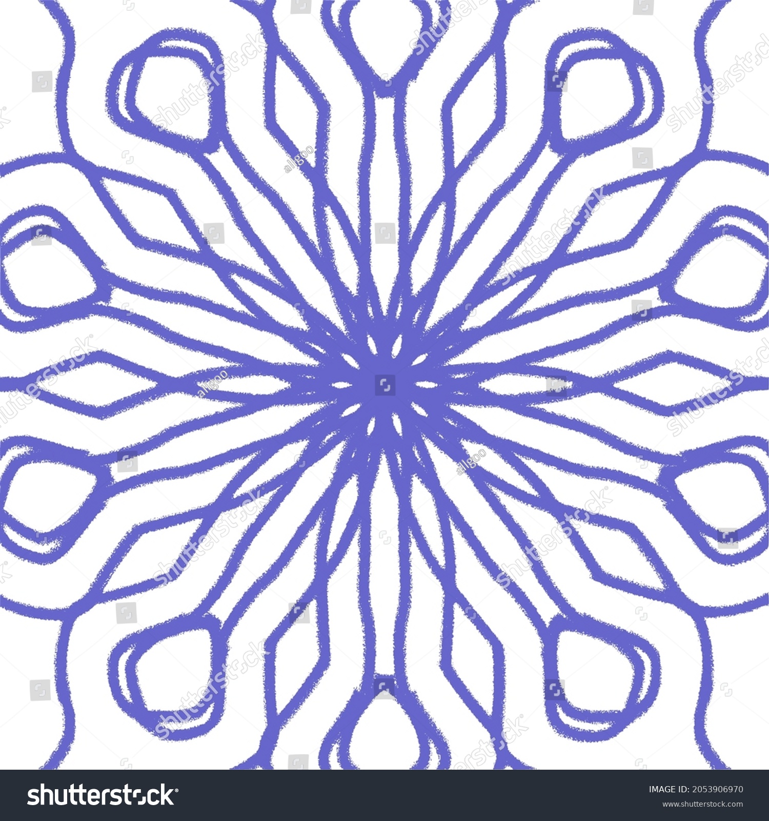 SVG of Vector pattern based on the mandala. The calm sky-blue color of smooth lines promotes mental recovery. Manual rendering with errors. svg