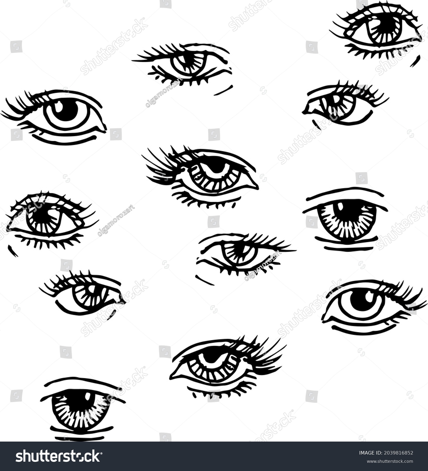 Vector Pattern Drawing Eyes Printing On Stock Vector Royalty Free 2039816852 Shutterstock 1139