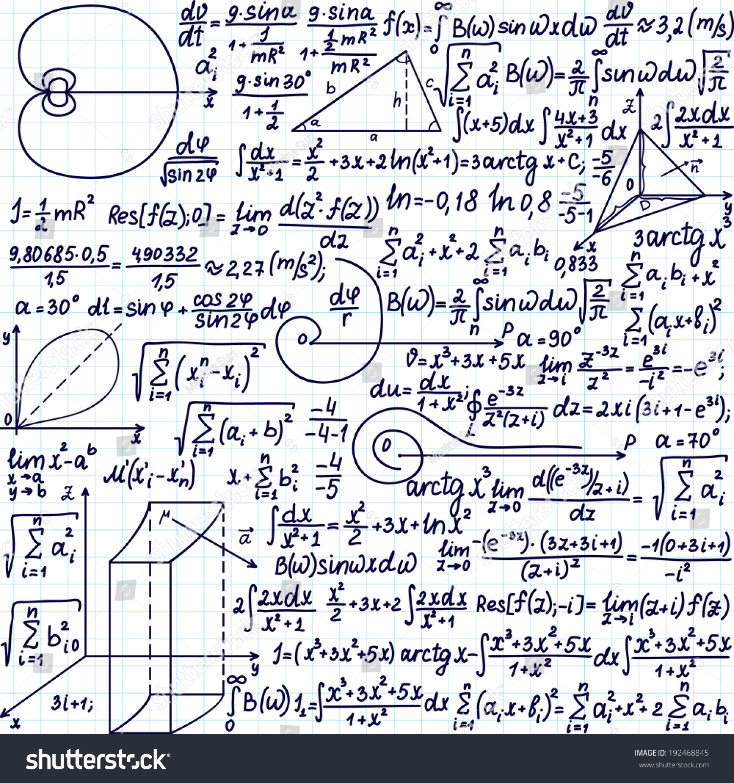 Vector Pattern With Mathematical Formulas, Equations And Figures ...