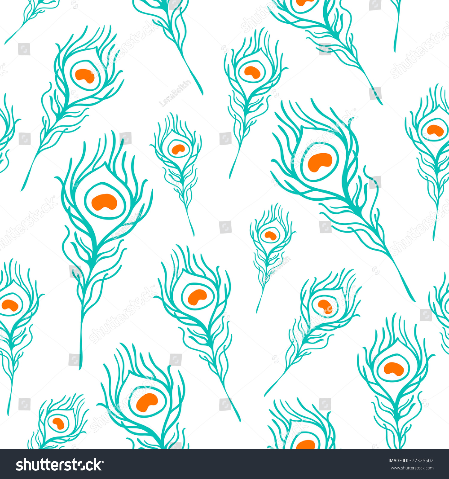 Vector Peacock Feather Pattern On White Stock Vector Royalty Free 377325502 Shutterstock 4295