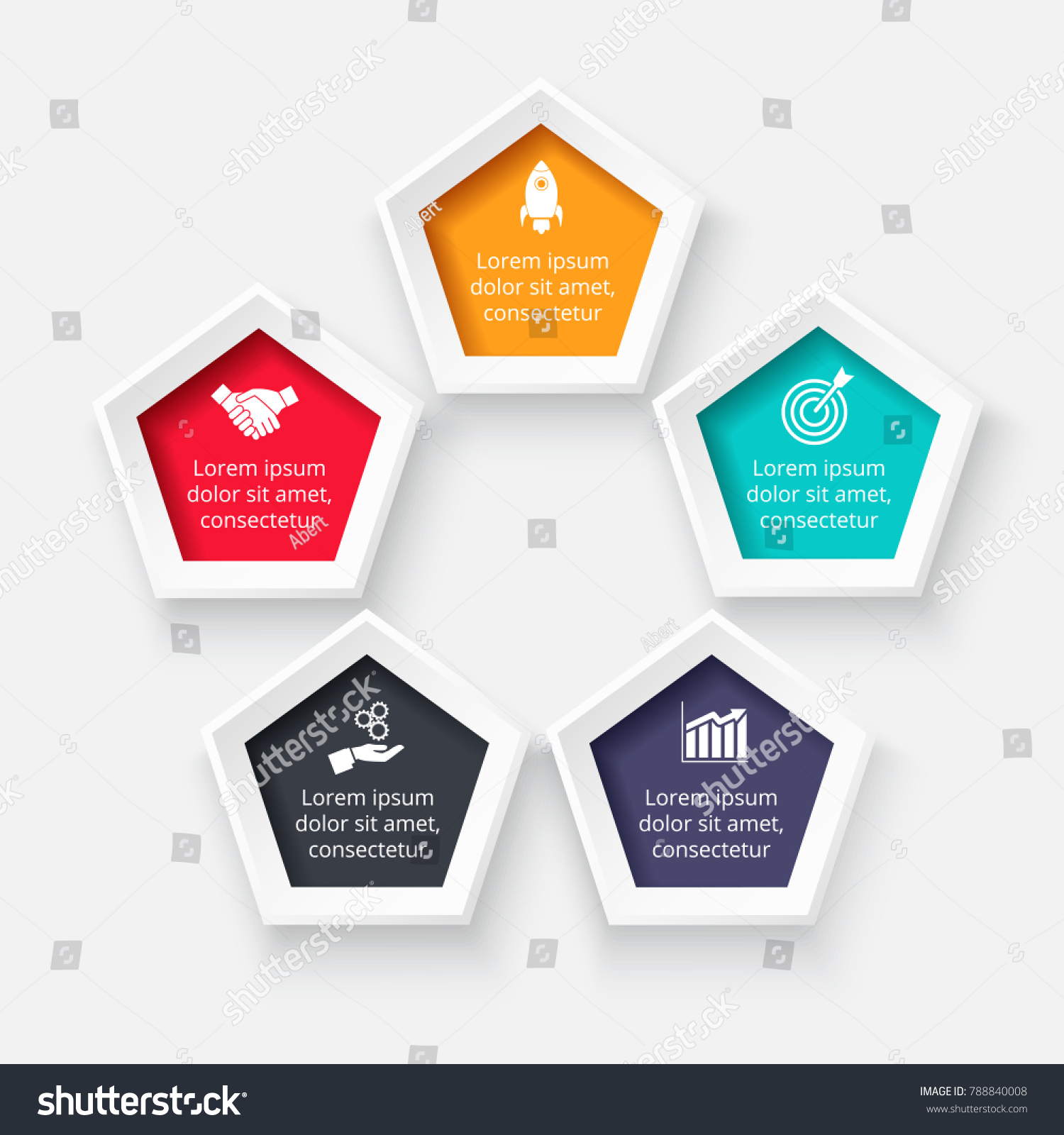 Vector Pentagon Infographic Template Cycle Diagram Stock Vector Royalty Free 788840008 9823