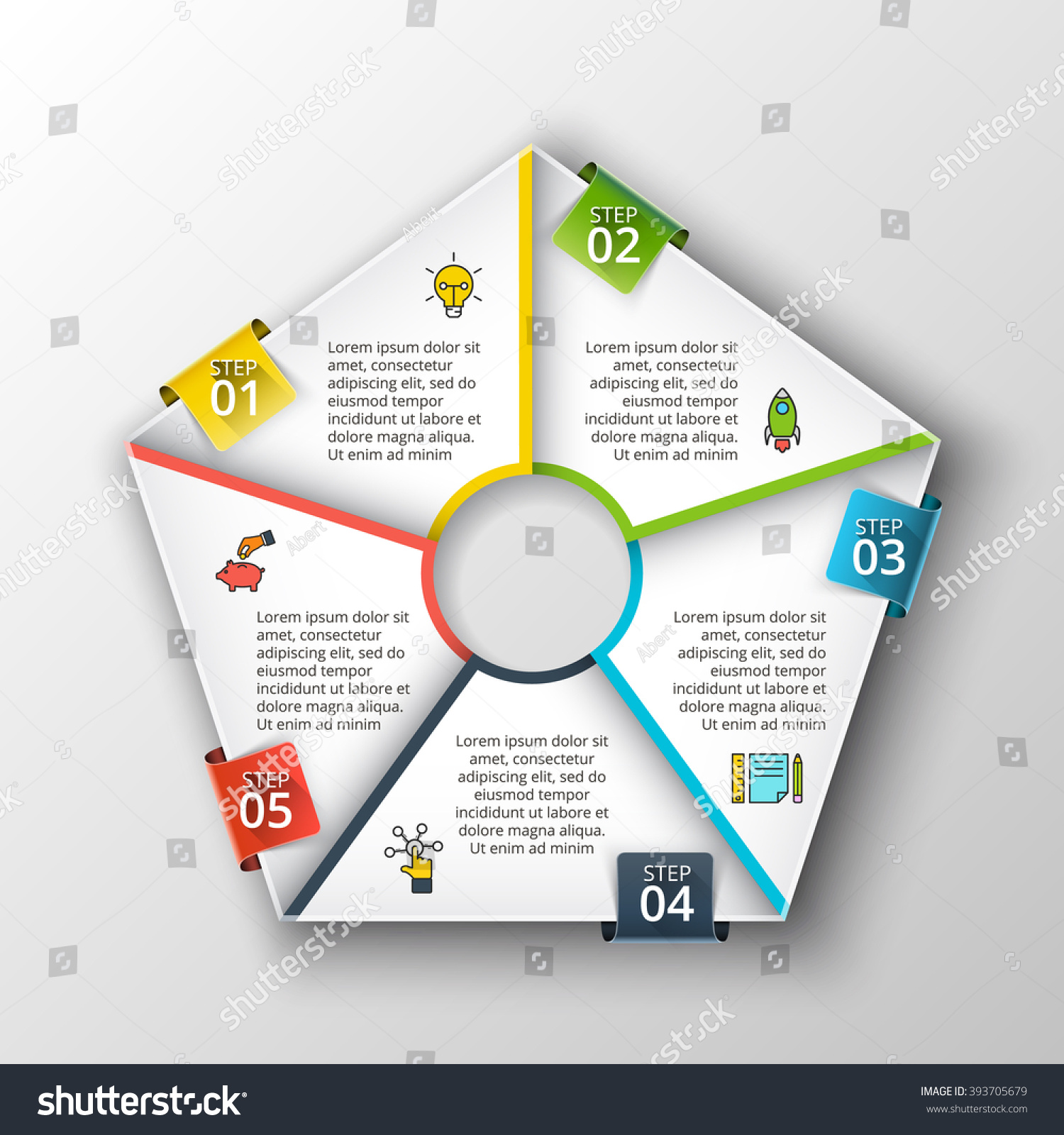 Vector Pentagon Infographic Template Cycle Diagram Stock Vector Royalty Free 393705679 5008