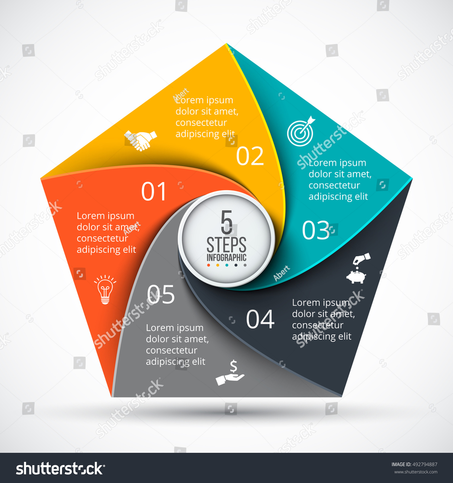 Vector Pentagon Infographic Template Cycle Diagram Vector De Stock Libre De Regalías 5372