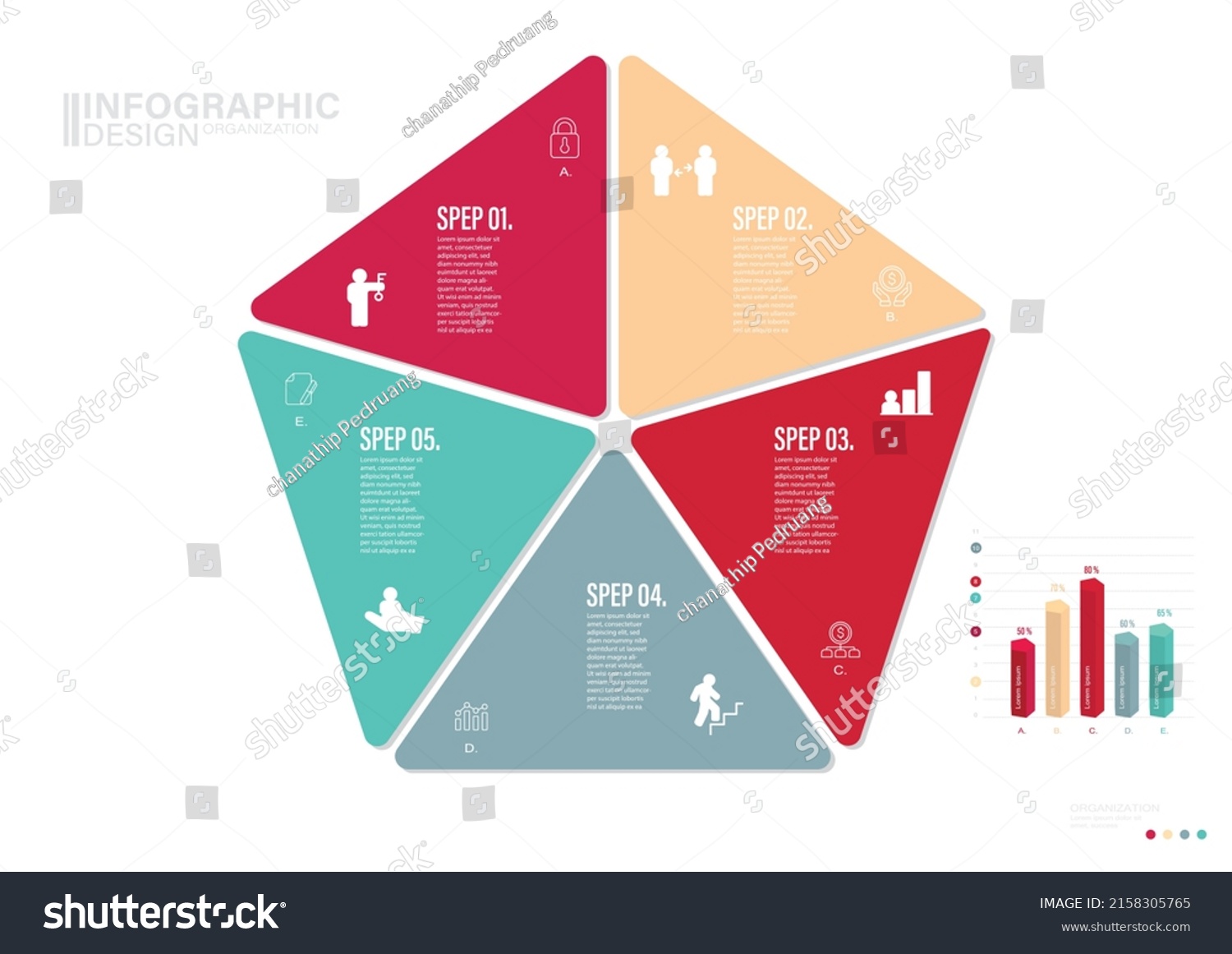 Vector Pentagon Infographic Template Cycle Diagram Stock Vector Royalty Free 2158305765 2874