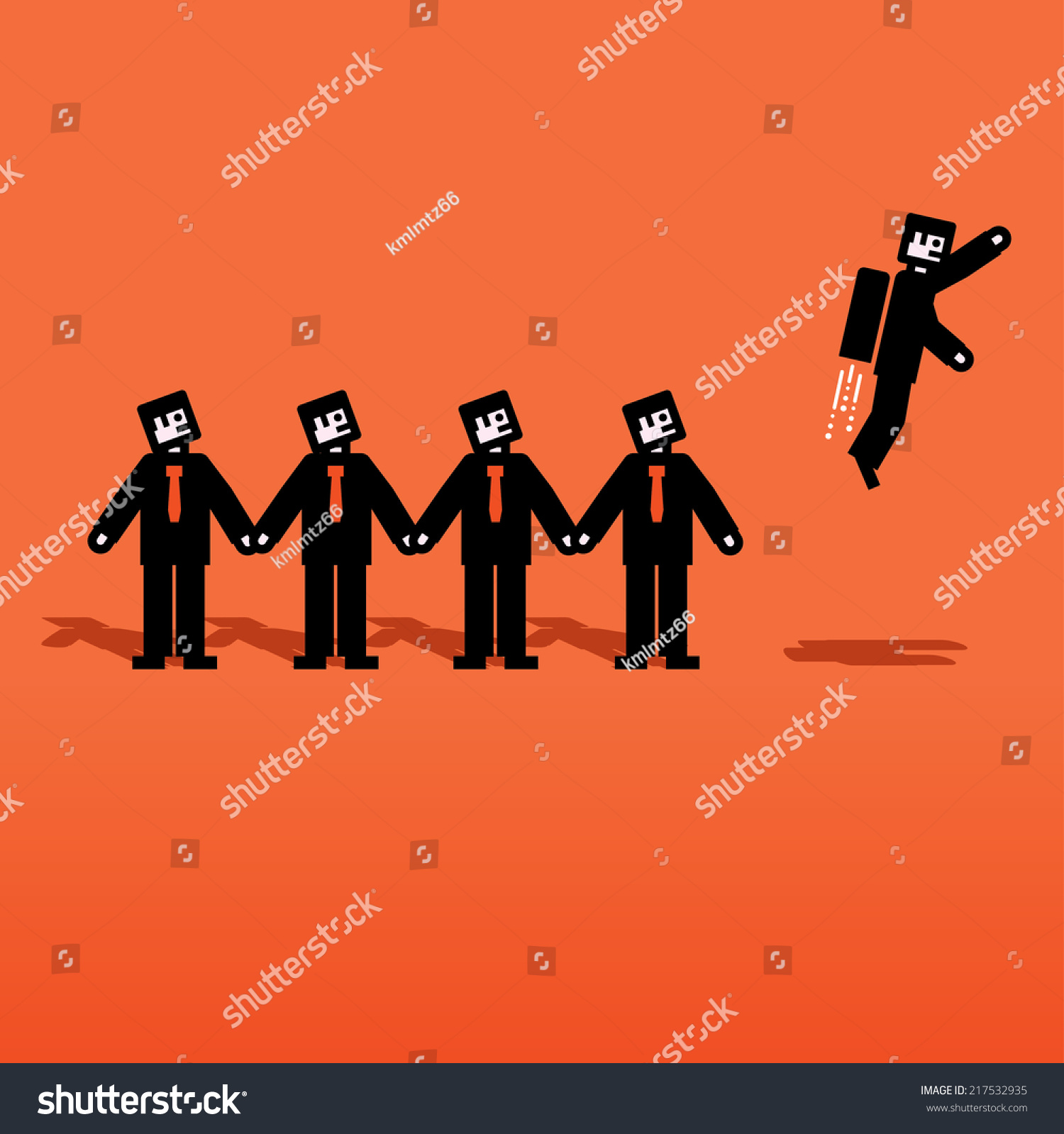 Vector People Chain One Flying Stock Vector (Royalty Free) 217532935
