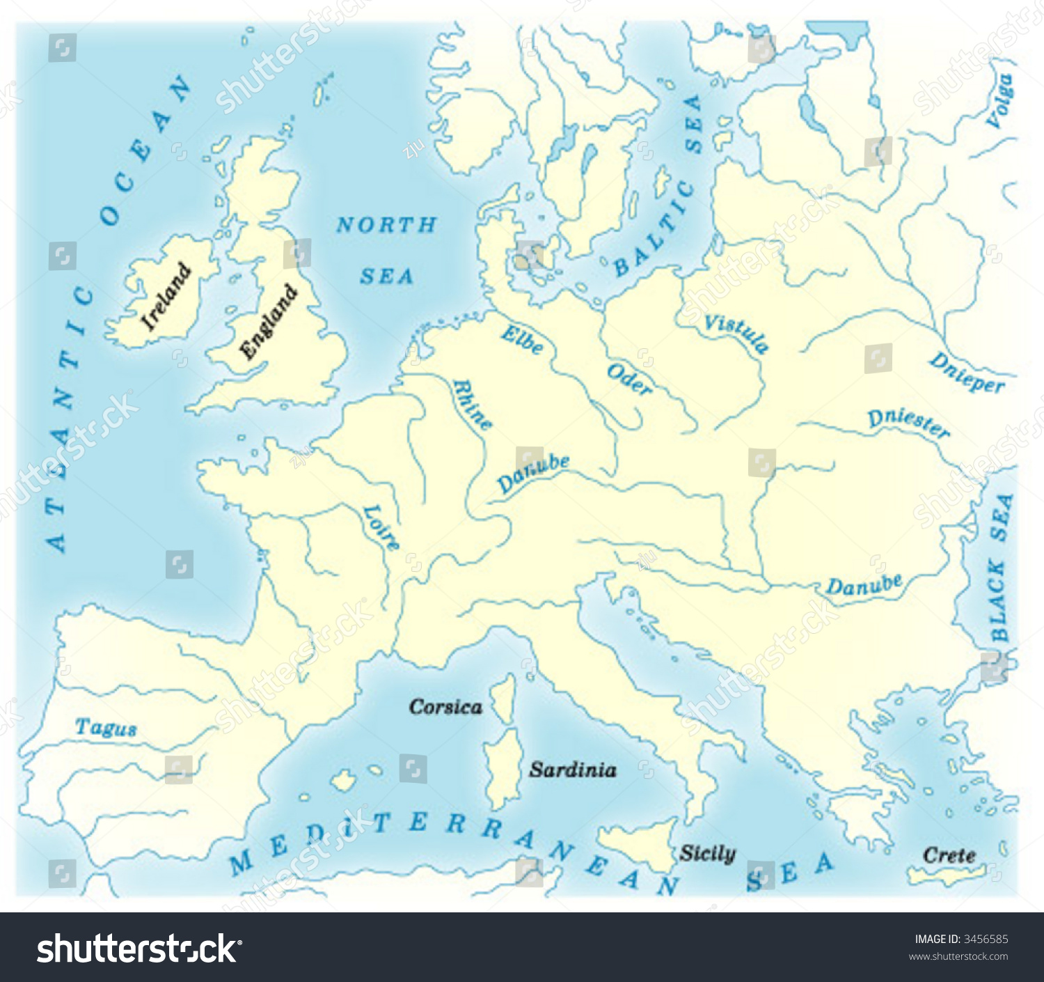 Vector Physical Map Europe Stock Vector Royalty Free 3456585 Shutterstock 9825