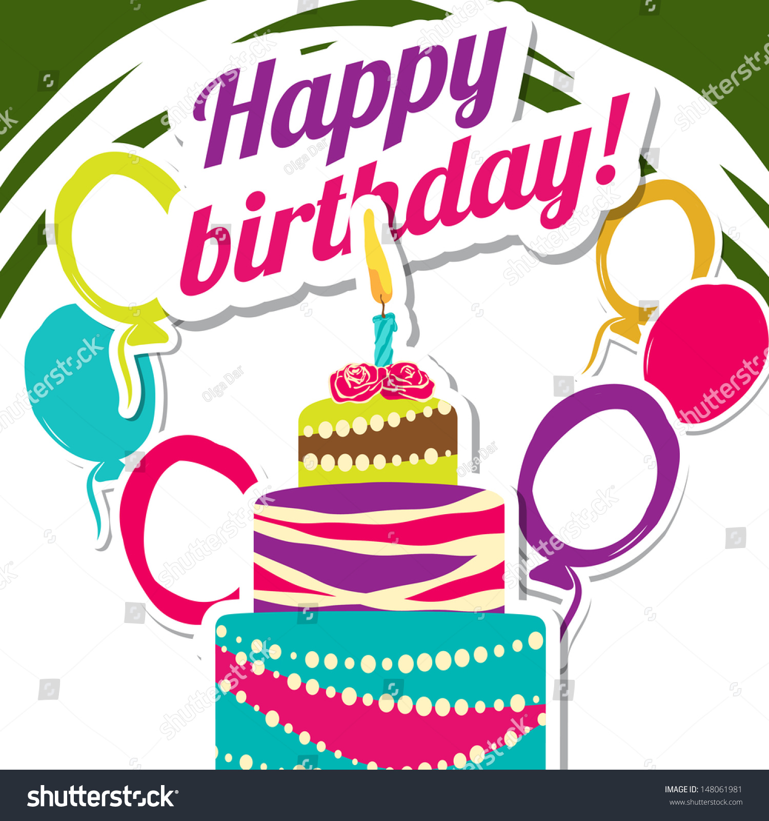 Vector Picture With Birthday Cake - 148061981 : Shutterstock