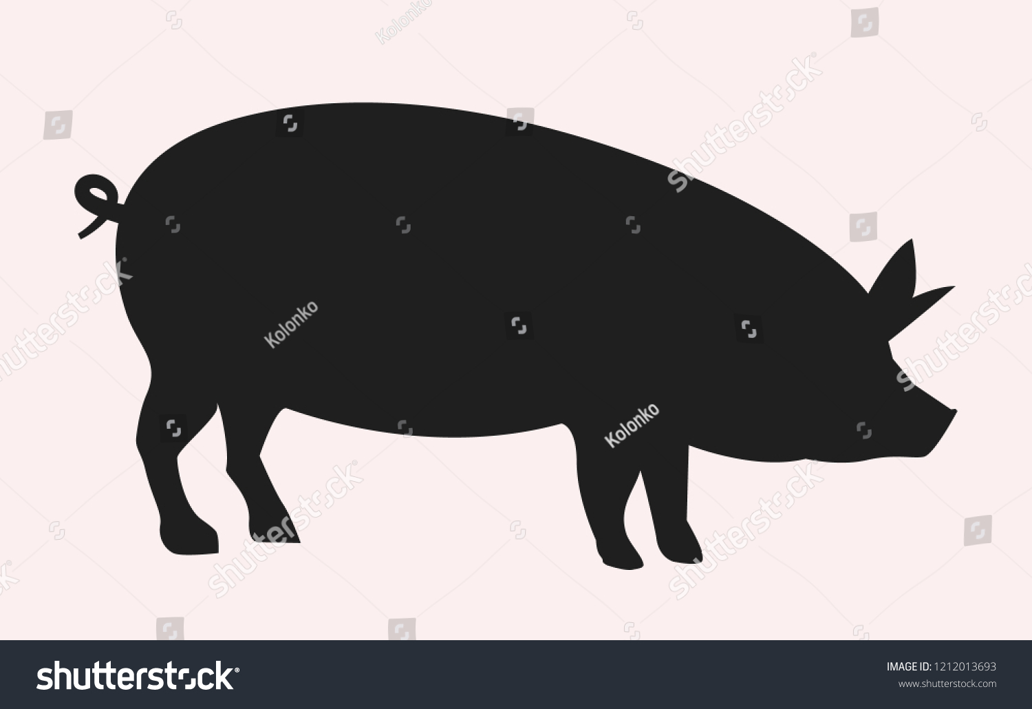 recommend clip art: Vector pig silhouette side retro vintage template. Pork animal icon background. Pig farm.