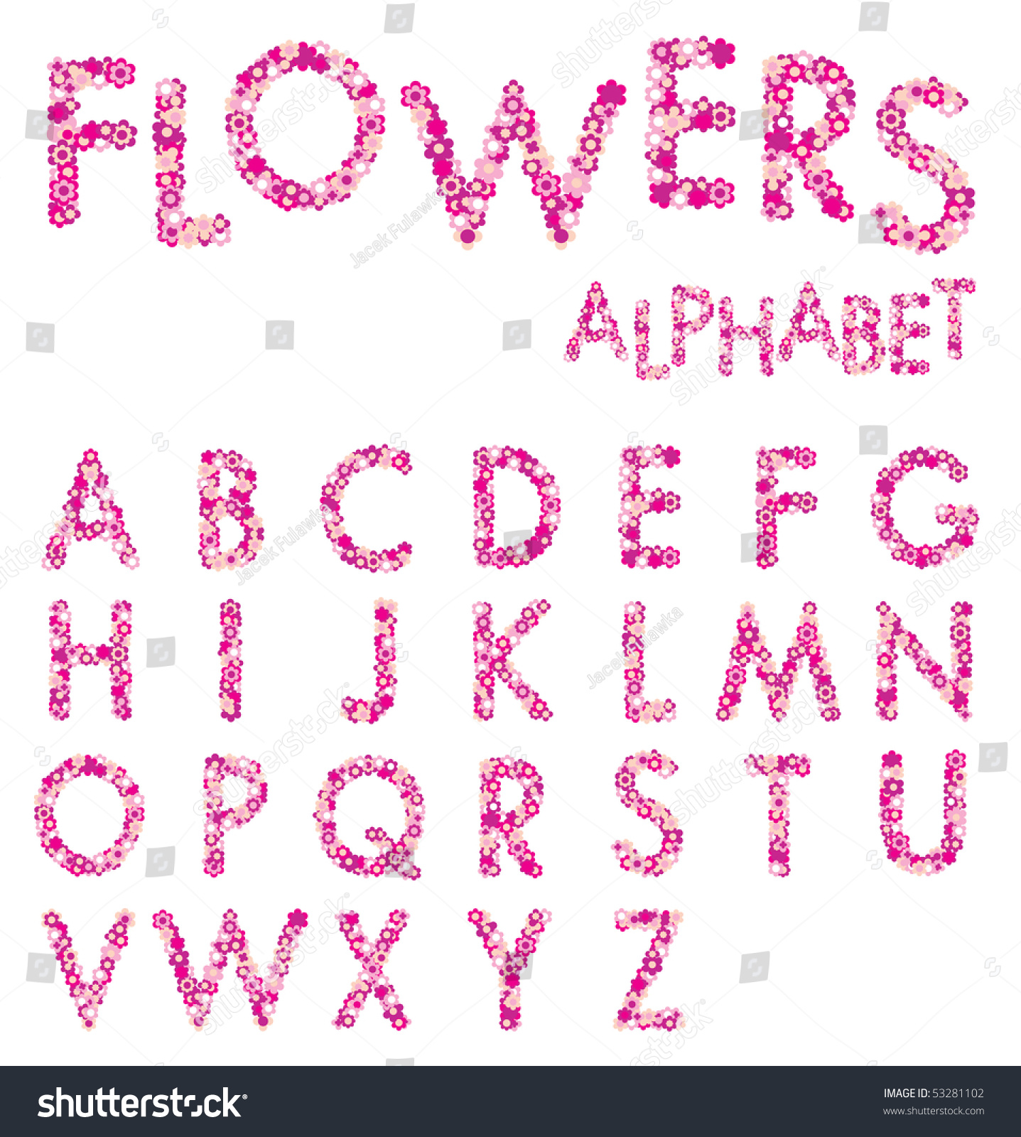 Vector Pink Flowers Alphabet - 53281102 : Shutterstock