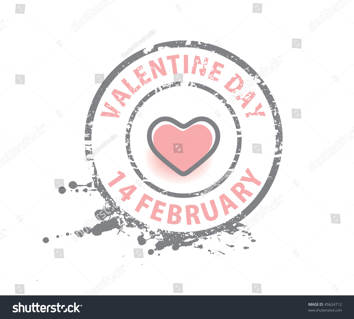 Vector Pink Grunge Rubber Stamp Valentines Stock Vector Royalty Free