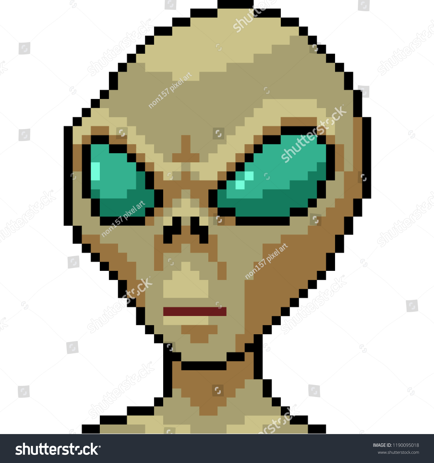 Vektor Stok Vector Pixel Art Alien Isolated Cartoon Tanpa Royalti Shutterstock