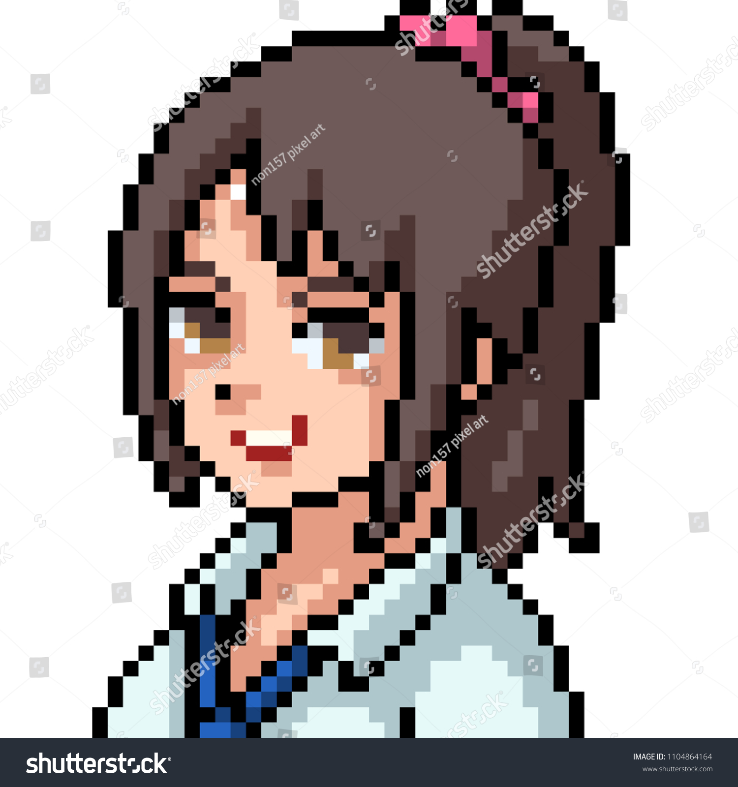 Vector Pixel Art Anime Girl Isolated Stock Vector Royalty Free